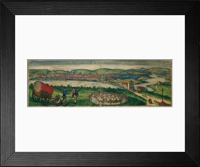 Framed Print : Spain. Andalusia. Ecija and Genil river. Map, 1576 Framed Print : Spain. Andalusia. Ecija and Genil river. Map, 1576