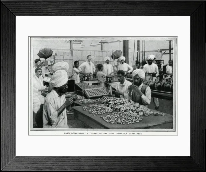 Framed Print : Indian factory workers making munitions, WW1: cartridges Framed Print : Indian factory workers making munitions, WW1: cartridges