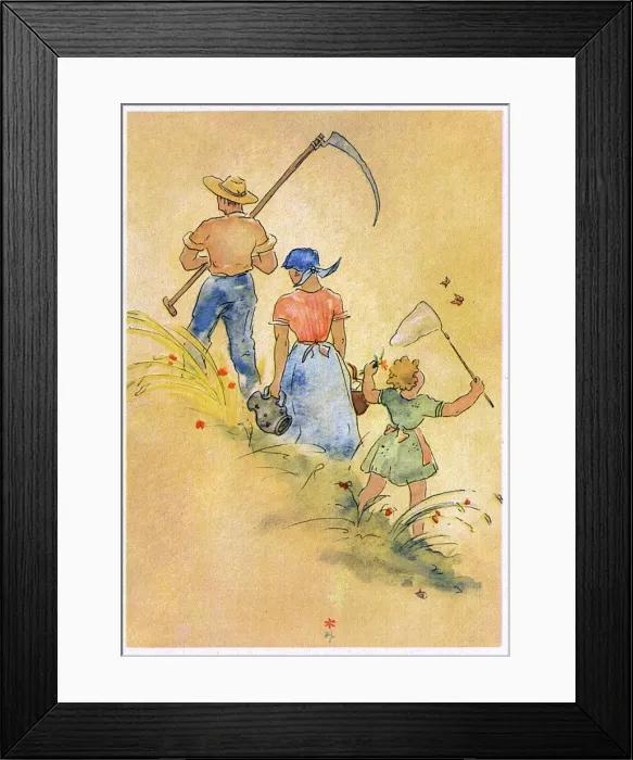 Framed Print : Summertime Scene - A family in the fields in Rural Germany Framed Print : Summertime Scene - A family in the fields in Rural Germany