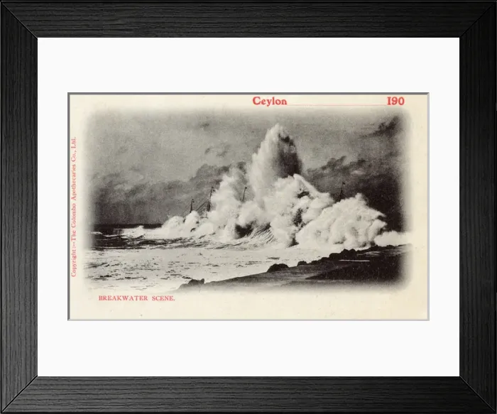 Framed Print : Breakwater scene, coast of Ceylon (Sri Lanka) Framed Print : Breakwater scene, coast of Ceylon (Sri Lanka)