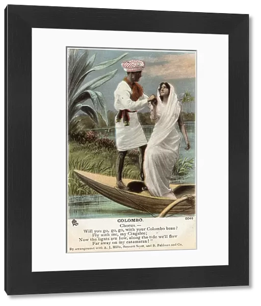 Romantic couple on boat, Ceylon (Sri Lanka)