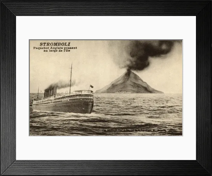 Framed Print : English Packet Boat passes Stromboli Framed Print : English Packet Boat passes Stromboli