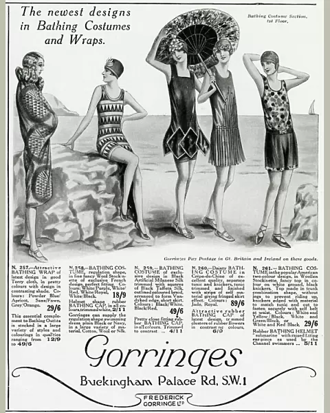 Advert for Gorringes womens bathing costumes 1927