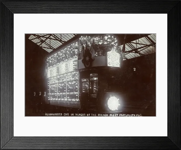Framed Print : Portsmouth - Illuminated Tram Car to celebrate French Fleet Framed Print : Portsmouth - Illuminated Tram Car to celebrate French Fleet