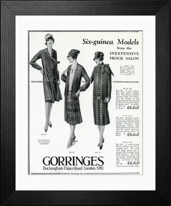 Framed Print : Advert for Gorringes womens frocks 1927 Framed Print : Advert for Gorringes womens frocks 1927