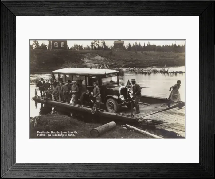 Framed Print : Postbus on the Raudanjoki ferry, Finland Framed Print : Postbus on the Raudanjoki ferry, Finland