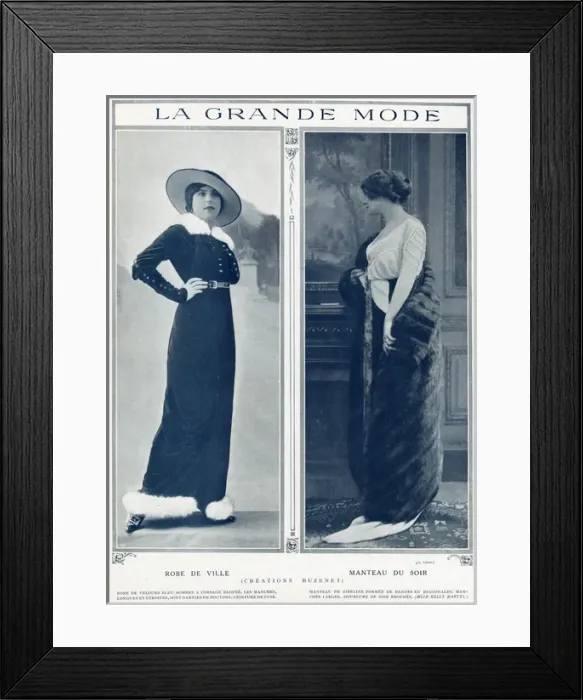 Framed Print : City dress and evening coat 1912 Framed Print : City dress and evening coat 1912