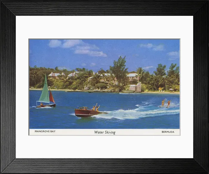 Framed Print : Mangrove Bay, Bermuda - Water-skiing Framed Print : Mangrove Bay, Bermuda - Water-skiing