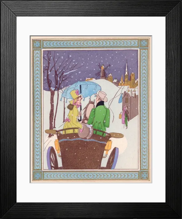 Framed Print : Pochoir technique - Stylish Art Deco Greetings Card Framed Print : Pochoir technique - Stylish Art Deco Greetings Card