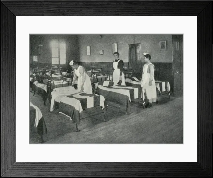 Framed Print : Royal Seamen and Marines Orphan Home, Portsmouth - Bed maki Framed Print : Royal Seamen and Marines Orphan Home, Portsmouth - Bed maki