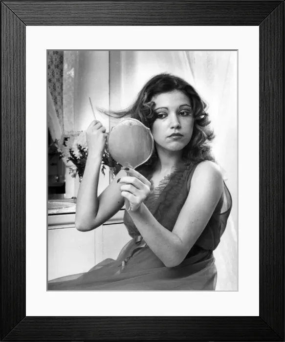 Framed Print : Young woman in nylon nightie Framed Print : Young woman in nylon nightie