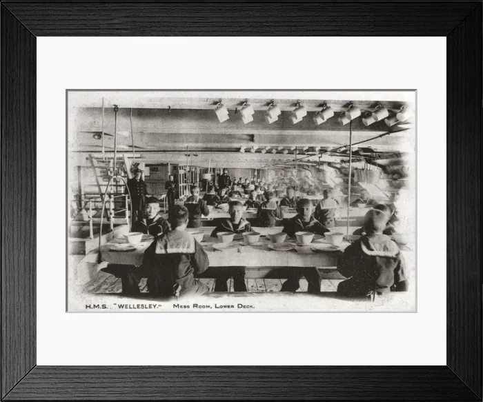 Framed Print : Industrial School Training Ship HMS Wellesley - Mess Room Framed Print : Industrial School Training Ship HMS Wellesley - Mess Room