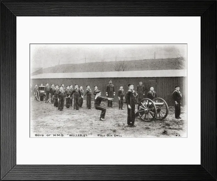 Framed Print : Industrial School Training Ship HMS Wellesley - Field Gun Dr Framed Print : Industrial School Training Ship HMS Wellesley - Field Gun Dr