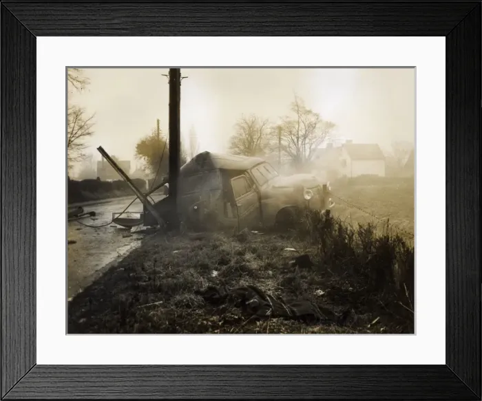 Framed Print : Accident in fog and black ice, Marks Tey, Colchester, Essex Framed Print : Accident in fog and black ice, Marks Tey, Colchester, Essex