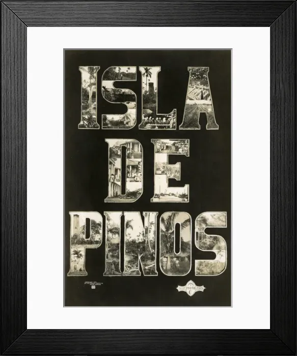 Framed Print : Souvenir postcard, Isla de Pinos, Cuba Framed Print : Souvenir postcard, Isla de Pinos, Cuba