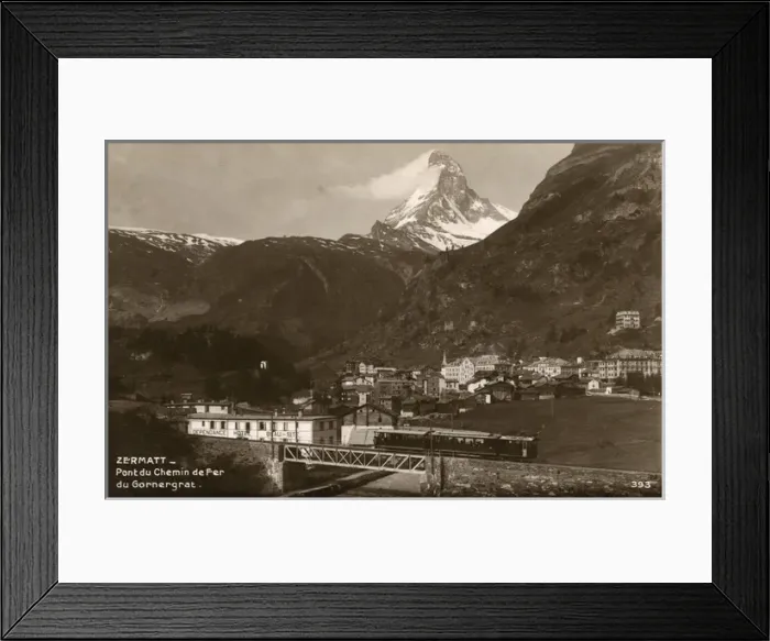 Framed Print : Zermatt, Switzerland with the Matterhorn and Railway Framed Print : Zermatt, Switzerland with the Matterhorn and Railway