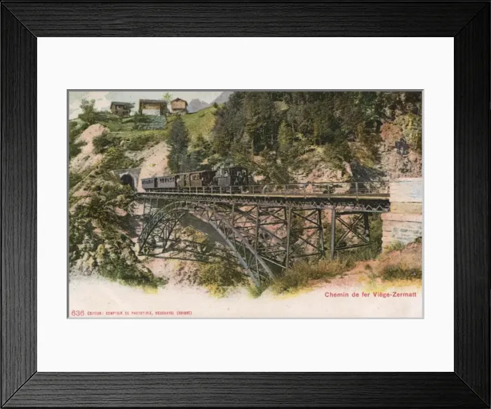 Framed Print : Zermatt Railway - Switzerland - Bridge over a valley Framed Print : Zermatt Railway - Switzerland - Bridge over a valley