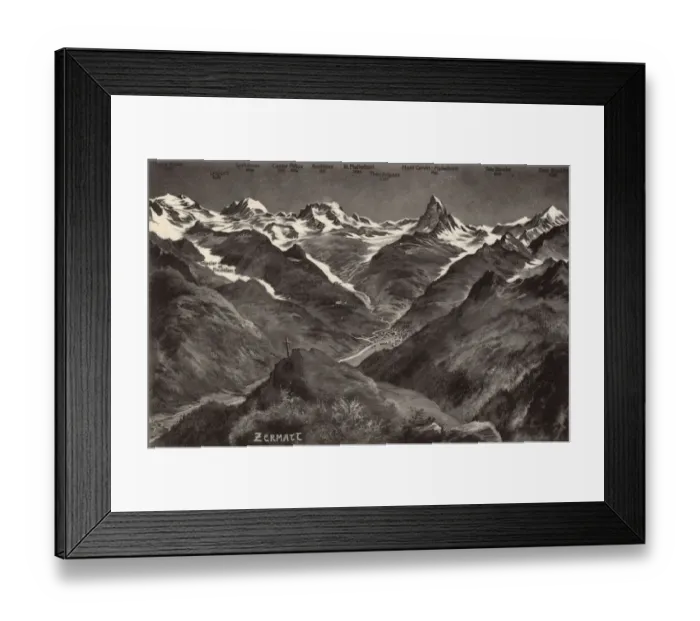 Framed Print : Zermatt, Switzerland with surrounding Alpine peaks Framed Print : Zermatt, Switzerland with surrounding Alpine peaks