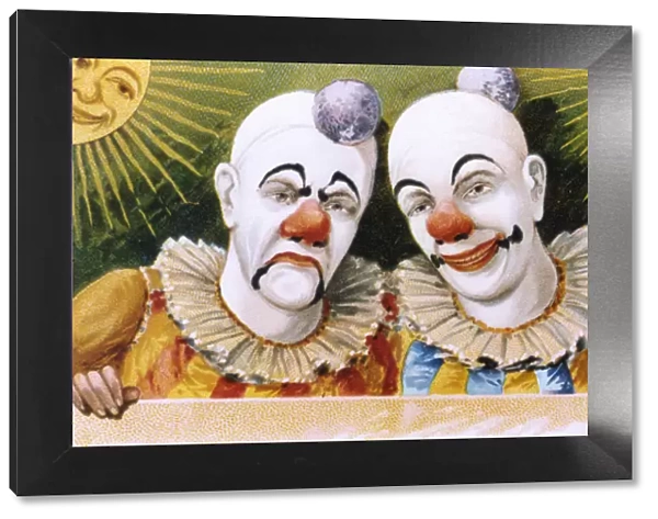 Two clowns, happy and sad