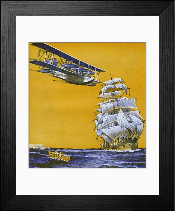 Framed Print : Seaplane and sailing ship Framed Print : Seaplane and sailing ship