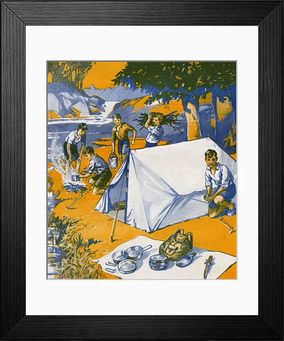 Framed Print : Boys camping in the 1930s Framed Print : Boys camping in the 1930s