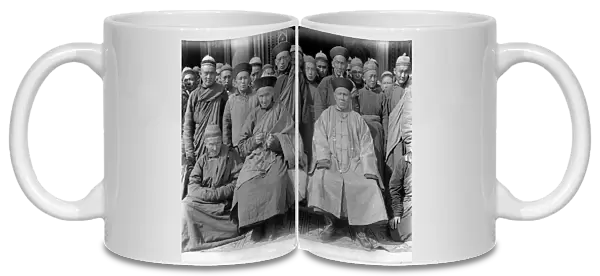 A group of Buddhist men of various ages in Kashgar