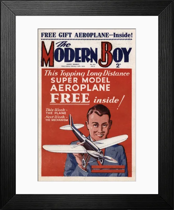 Framed Print : The Modern Boy magazine - free model aeroplane Framed Print : The Modern Boy magazine - free model aeroplane