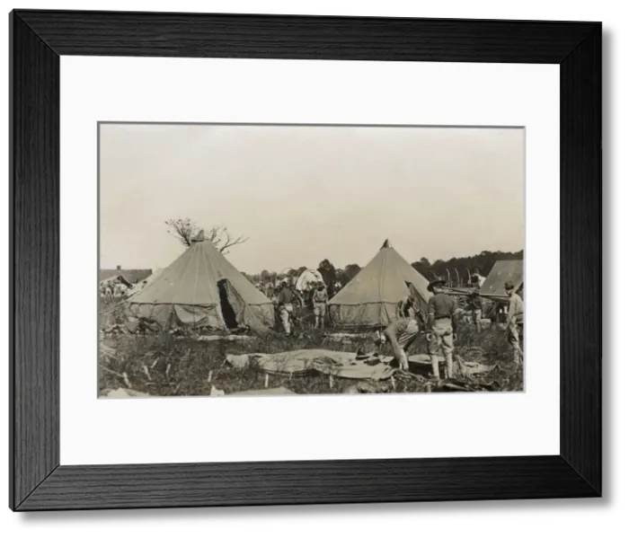 Framed Print : American cavalry soldiers camping, USA Framed Print : American cavalry soldiers camping, USA