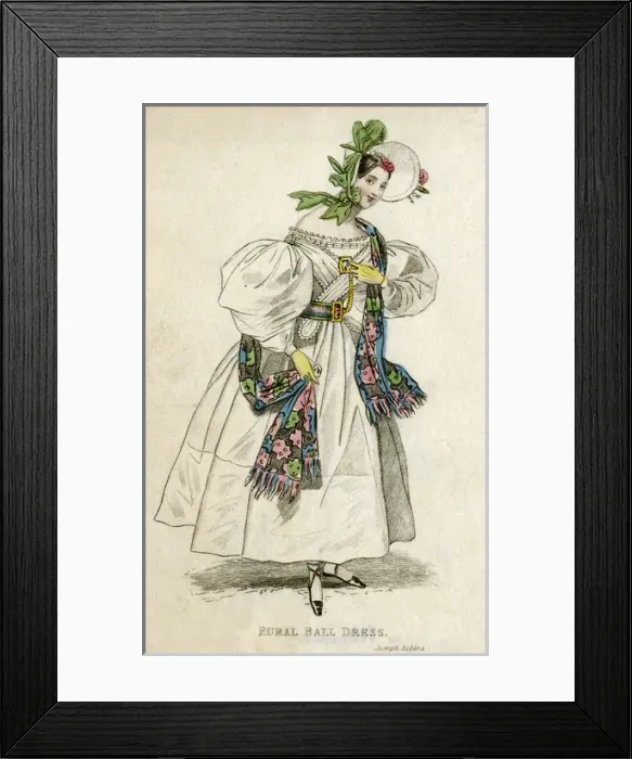 Framed Print : Rural ball dress 1832 Framed Print : Rural ball dress 1832