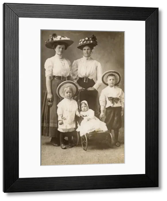 Framed Print : Two women and three children, USA Framed Print : Two women and three children, USA