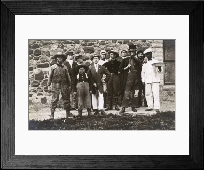 Framed Print : Group of men in fancy dress and makeup, USA Framed Print : Group of men in fancy dress and makeup, USA