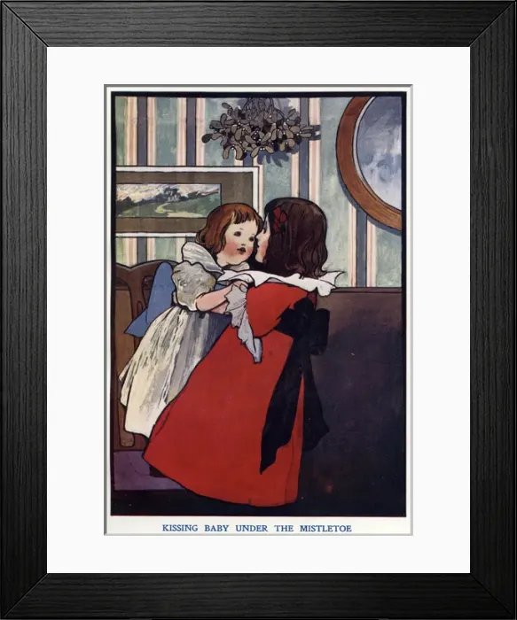 Framed Print : Kissing Baby under the Mistletoe by Charles Robinson Framed Print : Kissing Baby under the Mistletoe by Charles Robinson