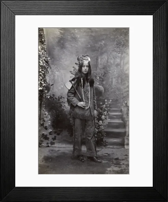 Framed Print : Young girl in Indian costume in studio photo Framed Print : Young girl in Indian costume in studio photo