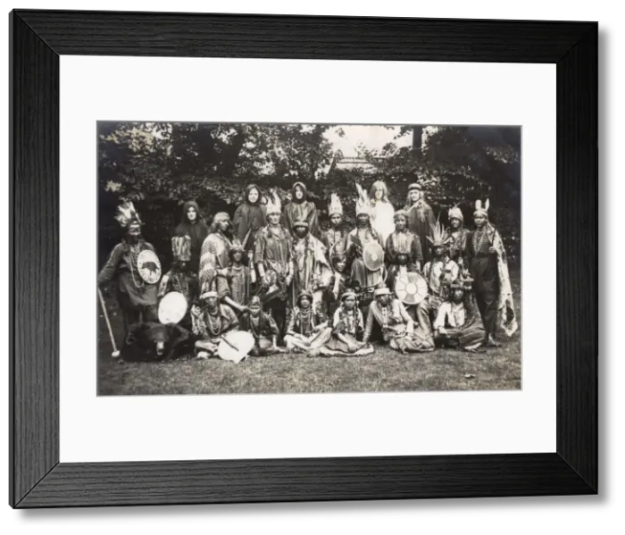 Framed Print : Large group of women and girls in Indian costume Framed Print : Large group of women and girls in Indian costume