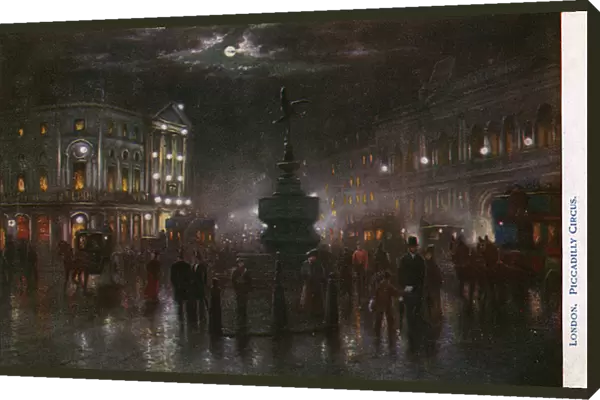 Piccadilly Circus, London - A dark and wet (yet busy) scene
