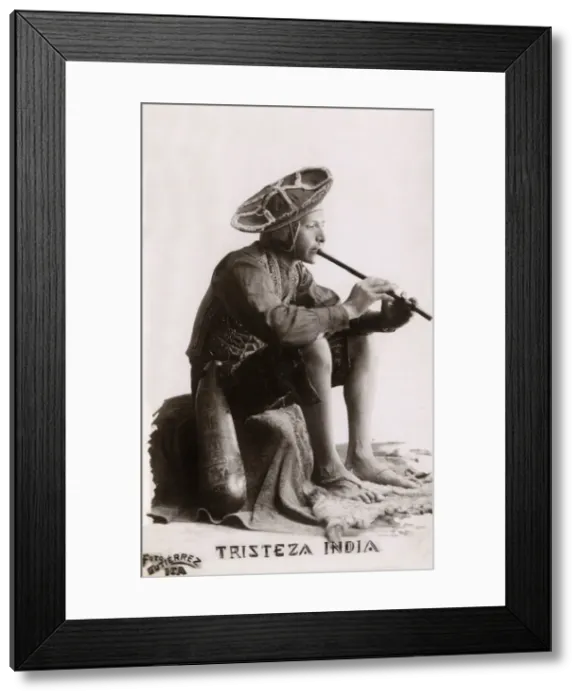 Framed Print : Indian man playing the flute, India Framed Print : Indian man playing the flute, India