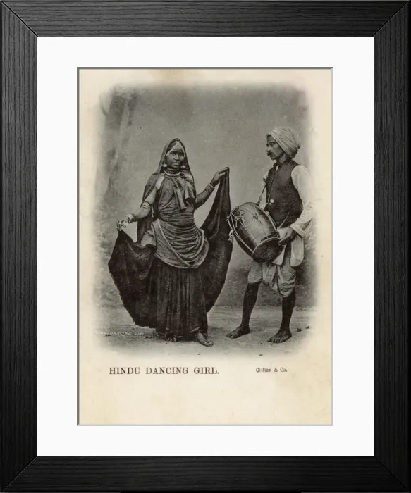 Framed Print : Hindu dancer and drummer, India Framed Print : Hindu dancer and drummer, India