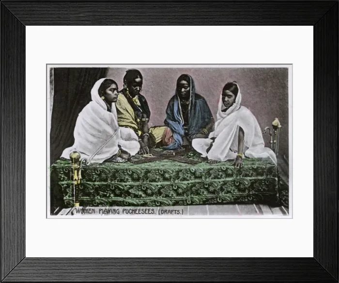 Framed Print : Four Indian women playing Pachisi, India Framed Print : Four Indian women playing Pachisi, India