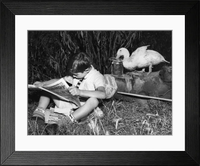 Framed Print : Boy and duck Framed Print : Boy and duck