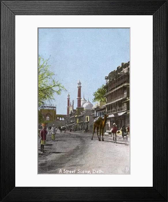 Framed Print : Street scene with Jama Masjid mosque, Delhi, India Framed Print : Street scene with Jama Masjid mosque, Delhi, India