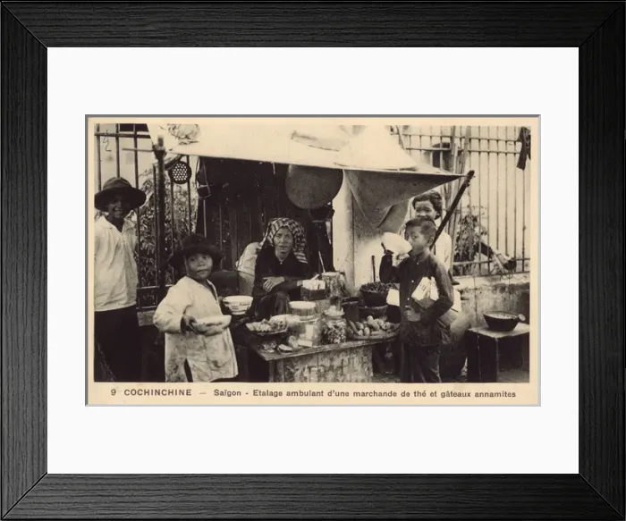 Framed Print : Saigon - Vietnam - Itinerant street seller of Tea and Cakes Framed Print : Saigon - Vietnam - Itinerant street seller of Tea and Cakes