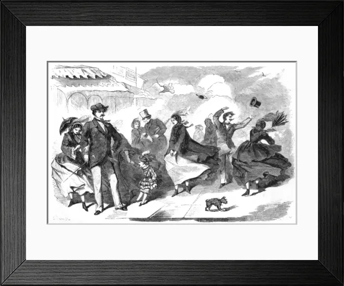 Framed Print : People struggling against March winds Framed Print : People struggling against March winds