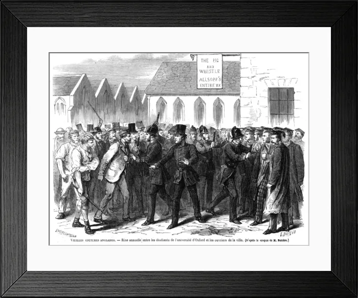 Framed Print : Town and Gown battle interrupted by police Framed Print : Town and Gown battle interrupted by police