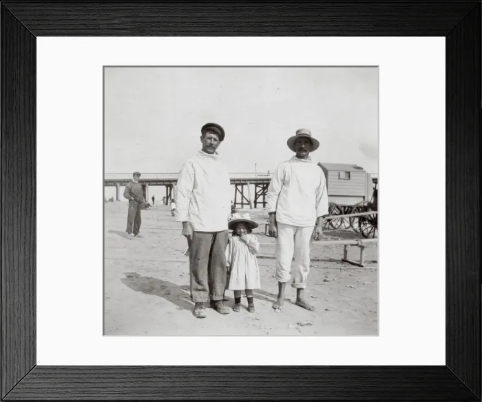 Framed Print : Two men and a little girl, Southwold, Suffolk Framed Print : Two men and a little girl, Southwold, Suffolk