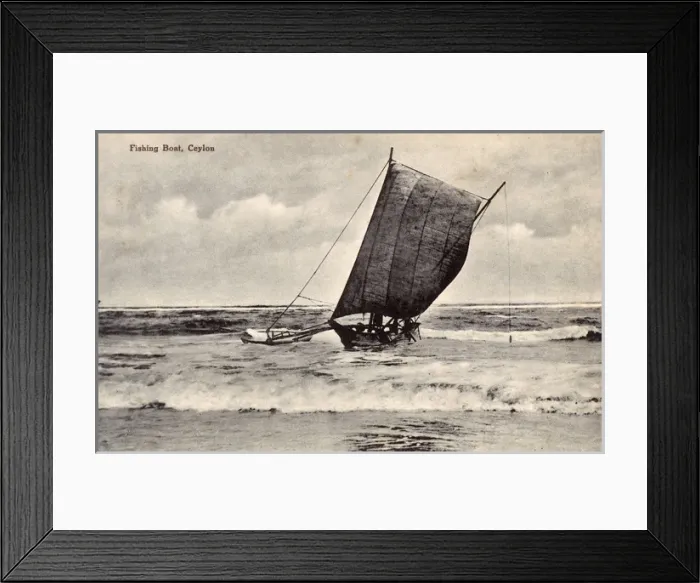 Framed Print : Fishing boat on the sea, Ceylon (Sri Lanka)