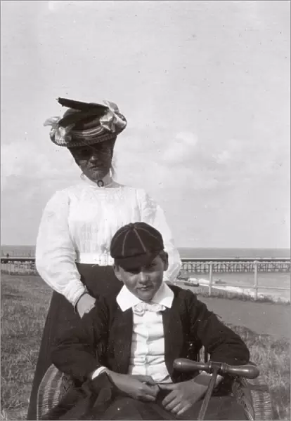 Schoolboy and his mother, Southwold, Suffolk