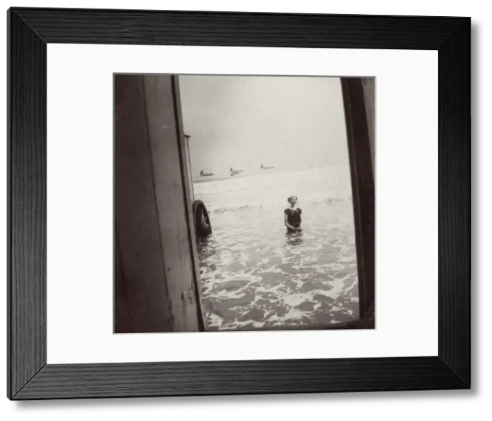 Framed Print : Young woman bathing at Scarborough, North Yorkshire Framed Print : Young woman bathing at Scarborough, North Yorkshire