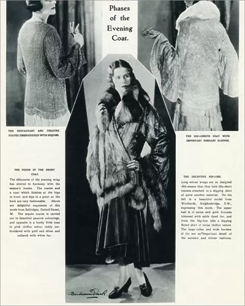 Models wearing evening coats 1929