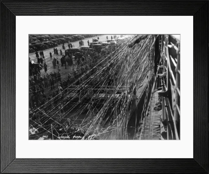 Framed Print : Cruise liner with streamers, Miami Beach, Florida, USA Framed Print : Cruise liner with streamers, Miami Beach, Florida, USA