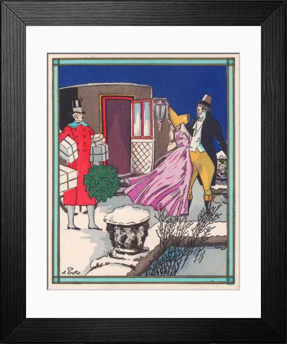 Framed Print : Pochoir technique - Stylish Art Deco Greetings Card Framed Print : Pochoir technique - Stylish Art Deco Greetings Card